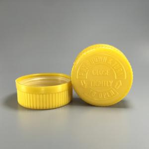 Yellow Non Dripping 44mm Child Resistant Cap For PET Bottle