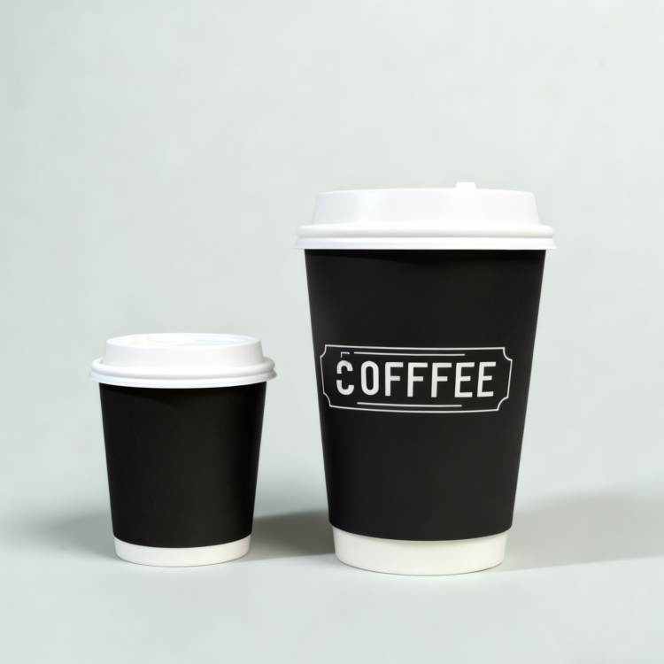 8oz black double walled coffee cup with lid wholesale custom logo