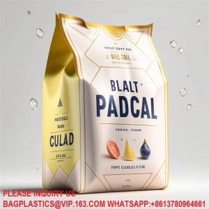 Custom Flat Bottom Whey Protein Powder Packaging Bags Zipper Eco Friendly Stand