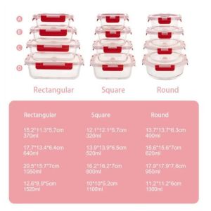 Airtight Vacuum Glass Food Container with PP Lid and Silicon Gasket for