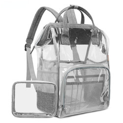 23L PTU Oxford Transparent Diaper Bag Backpack
