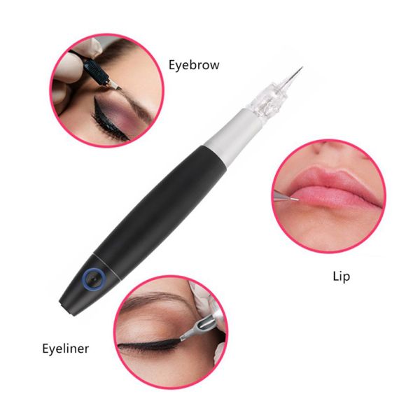 Black Digital PMU Microblading Pen Stainless Steel Electric Tattoo Gun Kit for Eyebrows Lips Skin Permanent Makeup Machine