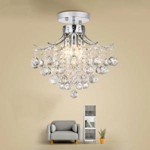 Modern Crystal Semi Flush Ceiling Lights Fixtures Indoor Home Light Fixturs (WH