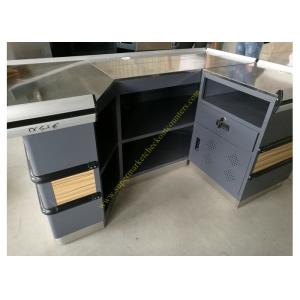 6 Feet Long Supermarket Checkout Counter , Wood And Steel Clothing Shop Cashier