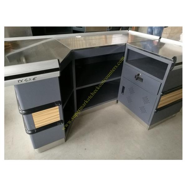 6 Feet Long Supermarket Checkout Counter , Wood And Steel Clothing Shop Cashier
