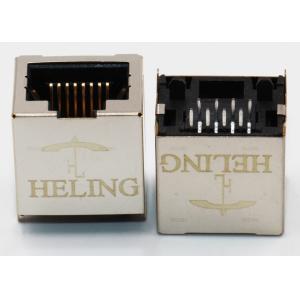 Quality Gold Plating Contact Terminal 180 SMT RJ45 Connector R / A 50U&quot; Single Port Shielded for sale