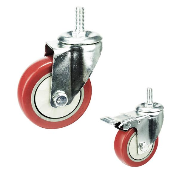 Buy 75mm Swivel Head Threaded Stem PVC Caster Wheel Medium Duty  With Bearing Covers at wholesale prices