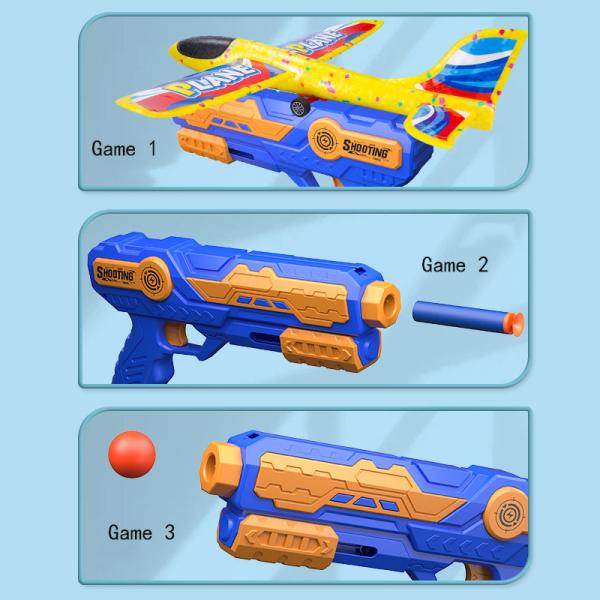 BOYS' Outdoor Sports Fun Foam Catapult Aircraft Gun for Children's Flying Glider Toy