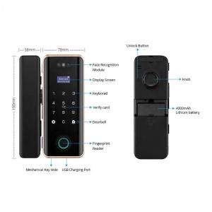 3D Face Digital Smart Glass Door Lock Tuya Fingerprint Password IC Card Access