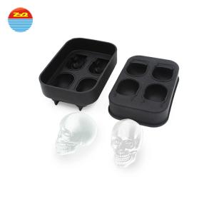 Black Color Silicone Ice Cube Tray With Lid , Refrigerator Round Silicone Ice