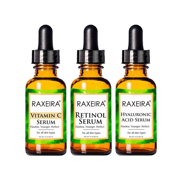 Buy ODM Essential Face Anti Aging Serum Set Contain Retinol Vitamin C And Hyaluronic Acid at wholesale prices