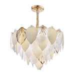 E14 Electroplating Crystal Glass Entryway Chandelier With Glass Leaves