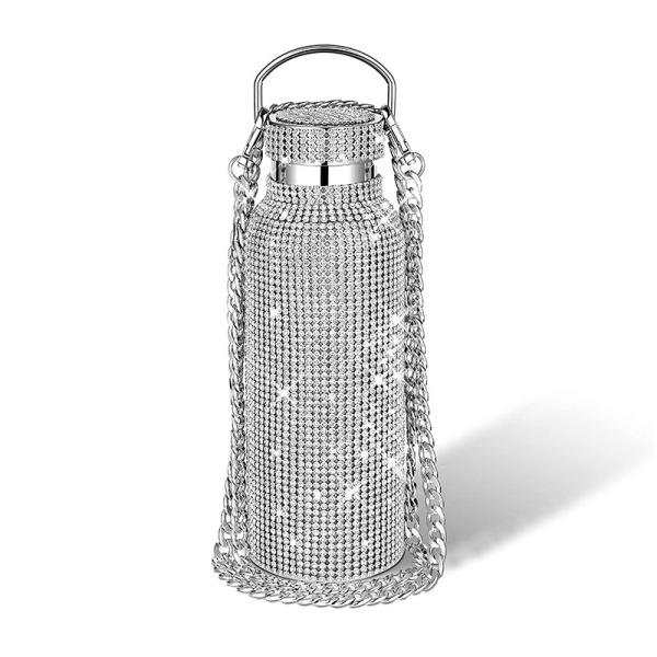 Buy Diamond Bling Rhinestone Stainless Steel Thermal Bottle Refillable With Chain at wholesale prices