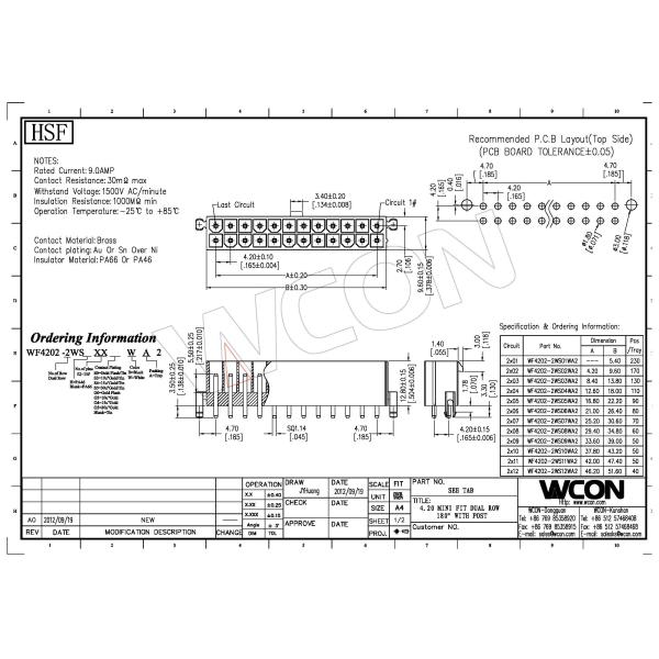 Straight Wire To Board Connector 4.2mm Dual Row Wafer Board In Connector