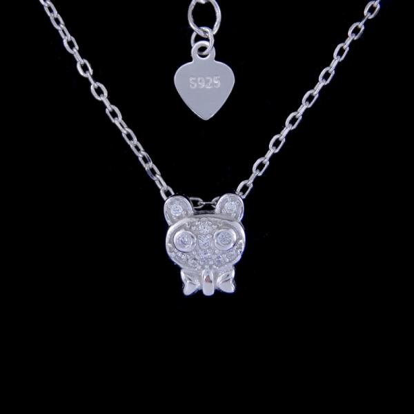 Adorable Silver Pearl Necklace Cat Shape / 925 Silver Freshwater Pearl Necklace