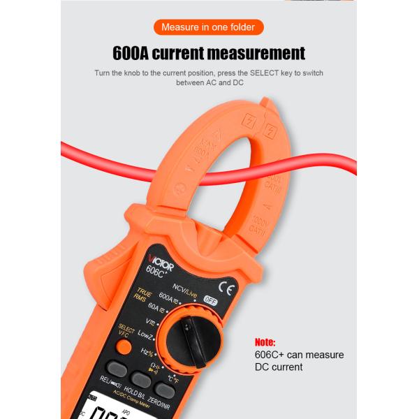 VICTOR Digital Clamp Meter 5999 Counts AC DC 600V 600A With Live NCV Flashlight
