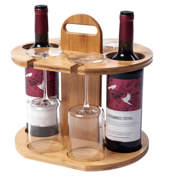11.8x9.8x11.8 Inch Wooden Wine Rack Wine Storage Set Holds 2 Bottles And 4