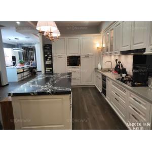 China Durable Engineered Quartz Stone Black Quartz Kitchen Countertops UV Cutting on sale