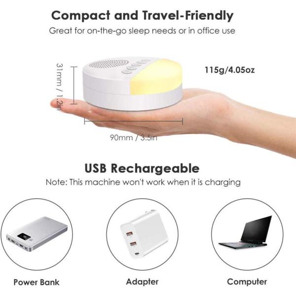 White Noise 20 Soothing Sounds 3.7V Touch Sensitive Night Light Lamp