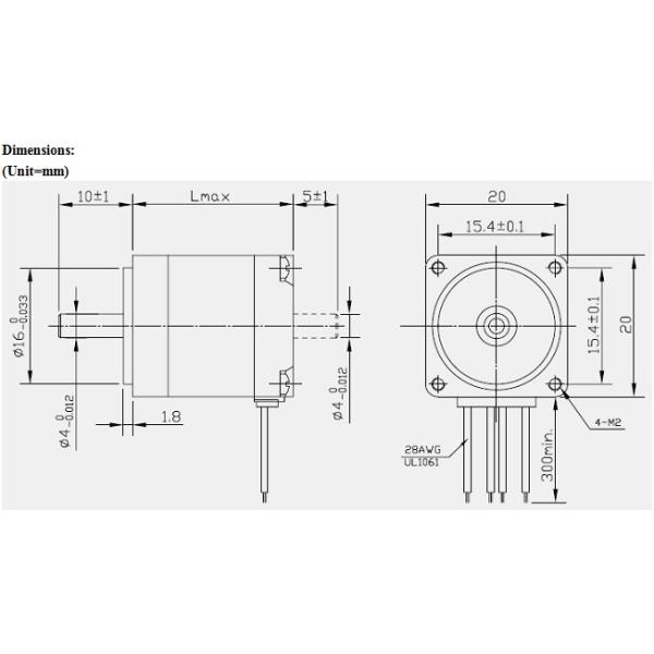 1.8° 20mm Hybrid Stepper Motor- NEMA8