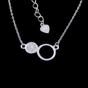 China Elegant Design Sterling Silver Pendant Necklace 925 Two Round Shape on sale