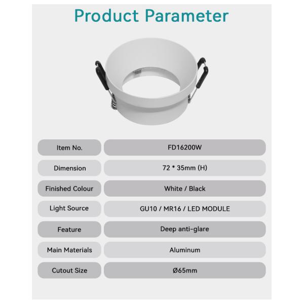 Commercial Lighting DIY Recessed Spotlight With Deep Anti-Glare Design Aluminum Material