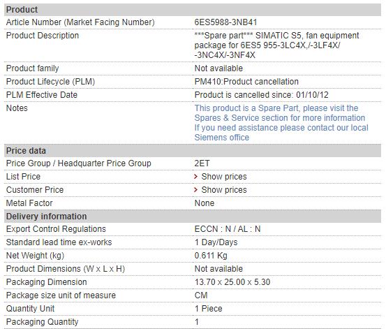 6ES5988-3NB41 6ES5 988-3NB41 Siemens Power Supply