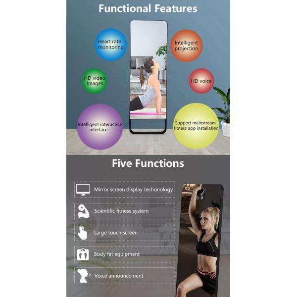 65" Interactive Fitness Touch Screen Workout Mirror LCD Display With Virtual Trainer