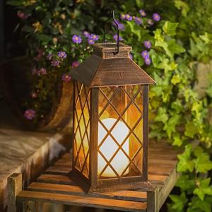 Hanging Lantern 3500K Solar LED Garden Lights With Candle Flicker