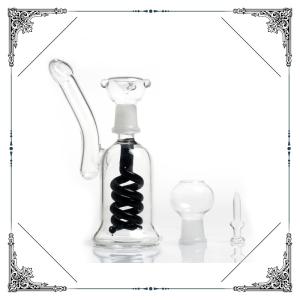 Double Black Helix Perc Bong Mini Glass Smoking Water Pipe Bubbler Oil Rigs With