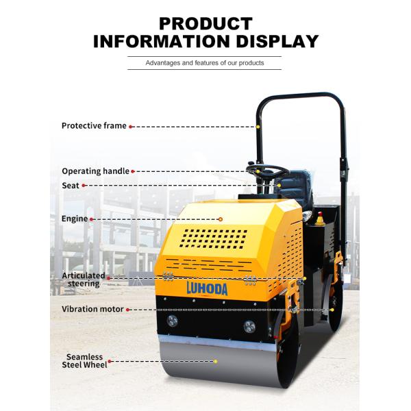 Free Shipping Small Road Roller 1.5 Tons Hydraulic Two Wheel Soil Compactor Roller with Good Price