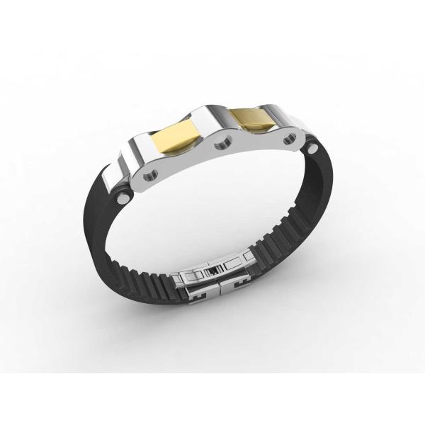 Top Quality Europe Fashion Stainless Steel Genuine Leather Silicone Bangle