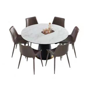Round Marble Extendable Dinning Table Luxury Stone Extendable Dining Table