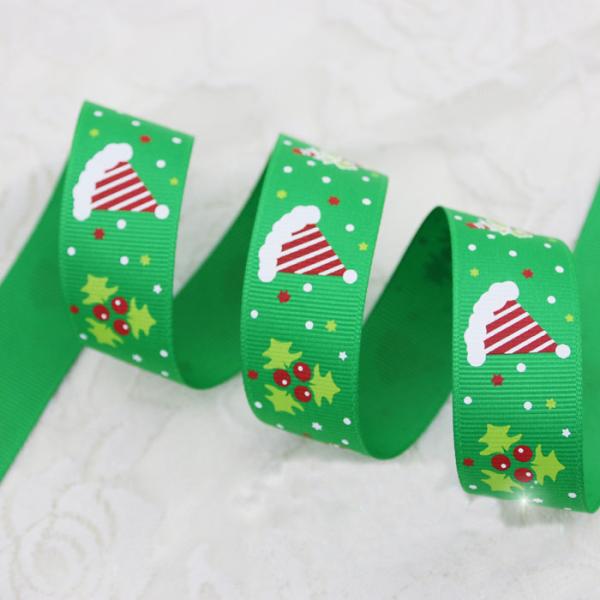 2020 Christmas holiday polyester tape with christmas tree and snow printed ribbon