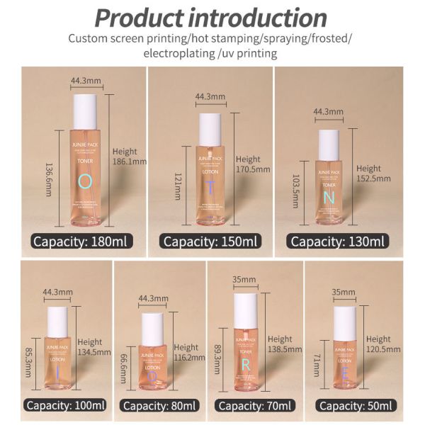 Modern Design Custom PET Perfume Toner 50ml 80ml 100ml 150ml 180ml Spray Lotion Bottle Luxury Plastic Cosmetic Packaging