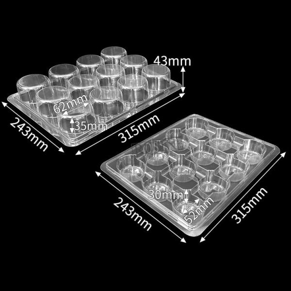 Disposable 12 Hole Clear Mini Cupcake Containers PET Plastic With Snap On Lid