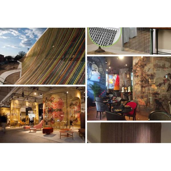 Gold Anodized Chain Mail Decorative Metal Link Mesh Curtain Aluminium Alloy Coil Drapery