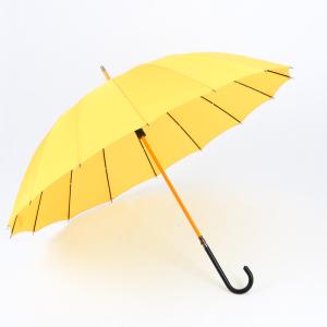 Quality Yellow Curved Handle Umbrella Lady Fashion Plastic J Handle With Leather Cover for sale