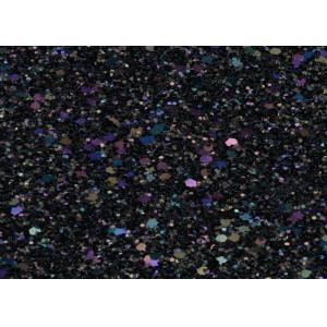 Cotton Backing Laser Black Glitter Fabric , Sparkle Mixed Glitter Material