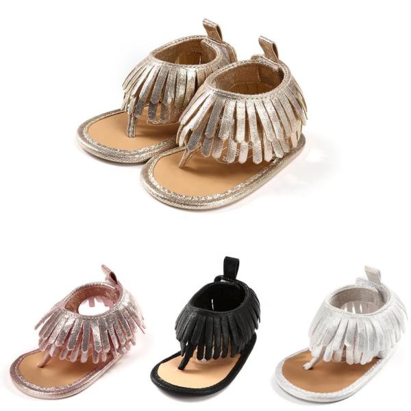 Buy Popular Tassel t-strap Soft sole baby barefoot infant sandals at wholesale prices