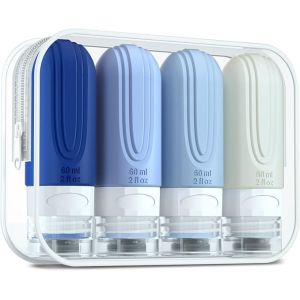 Ocean Blue Toiletries Silicone Travel Bottle Set Reusable 60ML