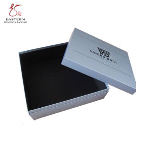 Recycled Glossy Lamination Silver Cardboard Gift Boxes With Black Inside
