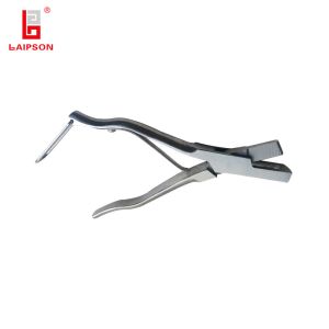 Veterinary U Shape Gray Stainless Steel Ear Notcher Marking Pliers