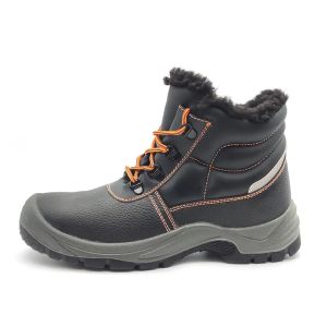 Black Winter Safety Shoes Durable Wool Lined Waterproof Boots Unisex