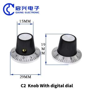 Potentiometer Knob C1 C2 C3 with Copper Core and Aluminum Top for Long Service