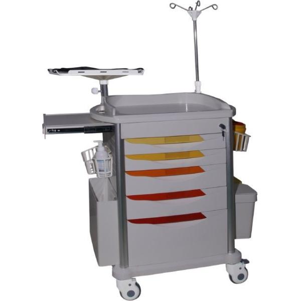 Hospital Emergency Trolley Equipment Luxurious ABS Plastic Drawer Cart With