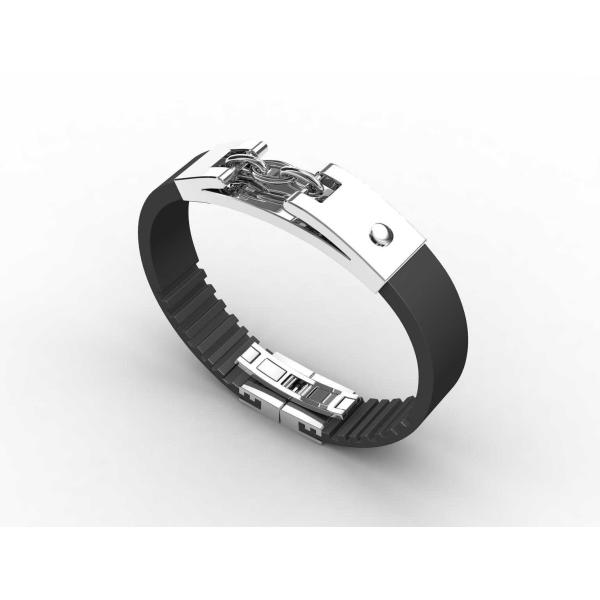 Top Quality Europe Fashion Stainless Steel Genuine Leather Silicone Bangle