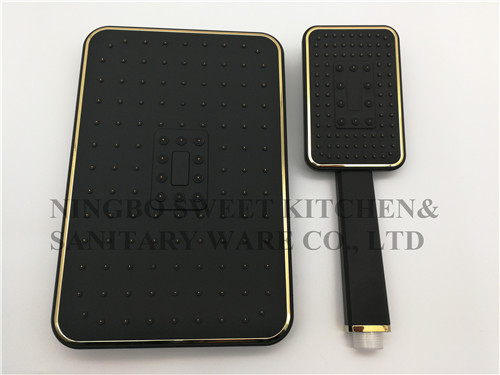 Golden chrome plated shower head hand shower set square overhead shower rain shower bathroom self-cleaning