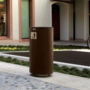 Urban Public Weathering Steel Metal Trash Can
