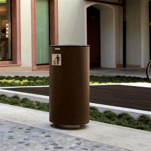 Buy Urban Public Weathering Steel Metal Trash Can at wholesale prices